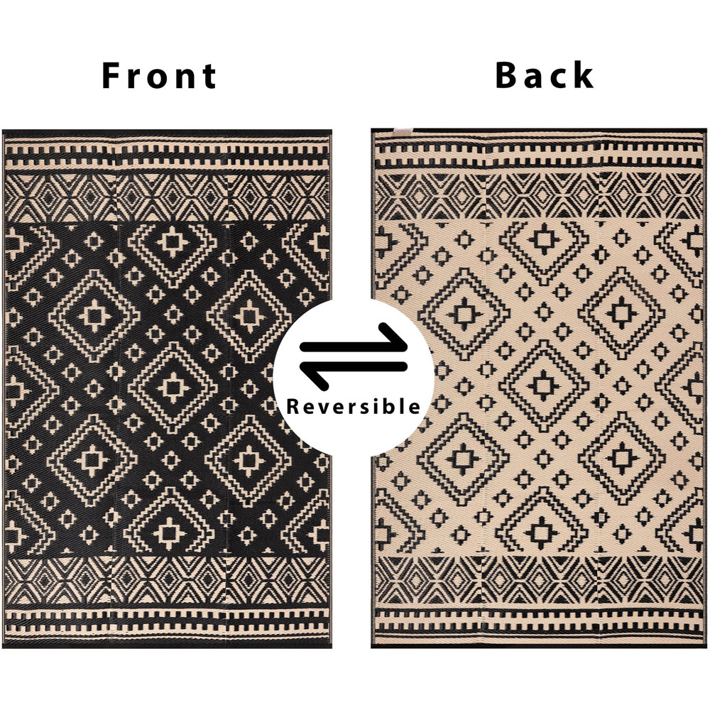 Green Decore Venice Black and Beige Camping and Picnic Rug 120 x 180cm Image 4