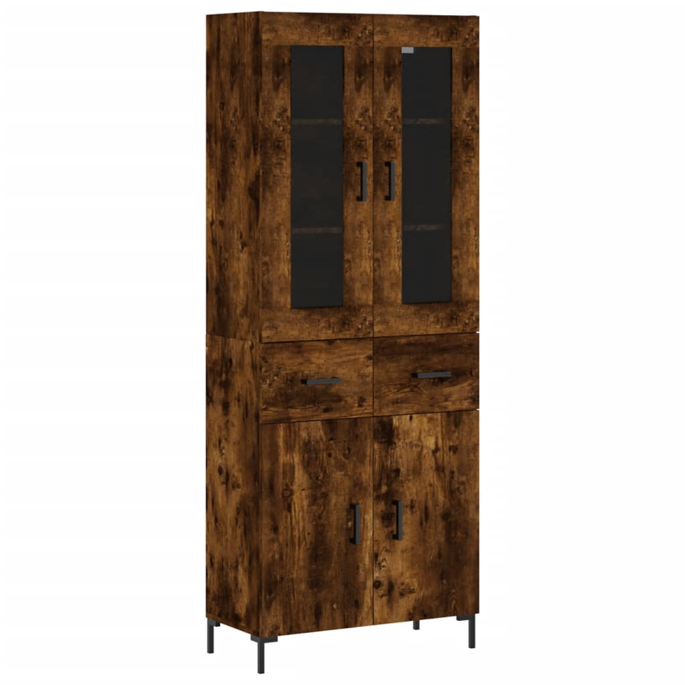 vidaXL 4 Door 2 Drawer Smoked Oak Highboard Image 2