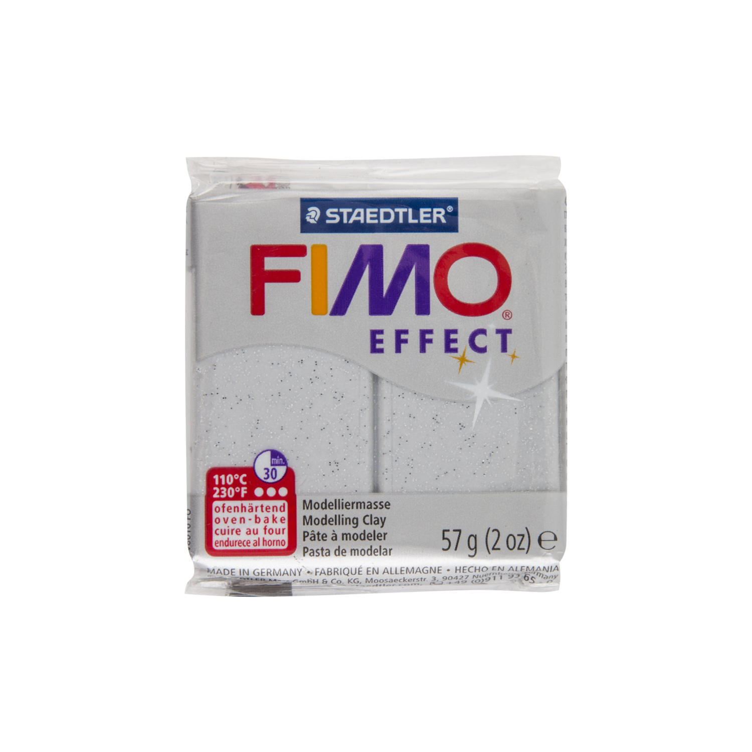 Staedtler FIMO Effect Modelling Clay Block - Glitter Silver Image 2