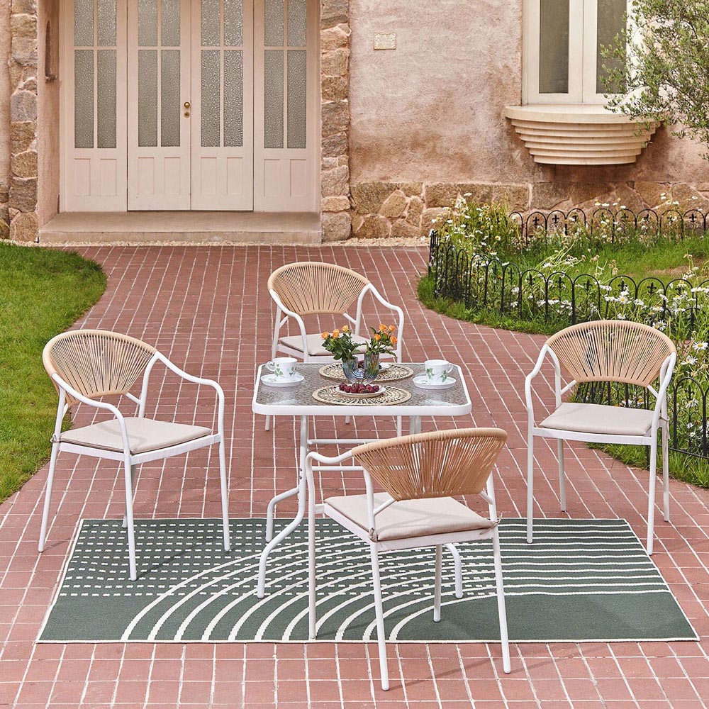 Lillian 4 Seater Dining Set - Natural and White Image 5