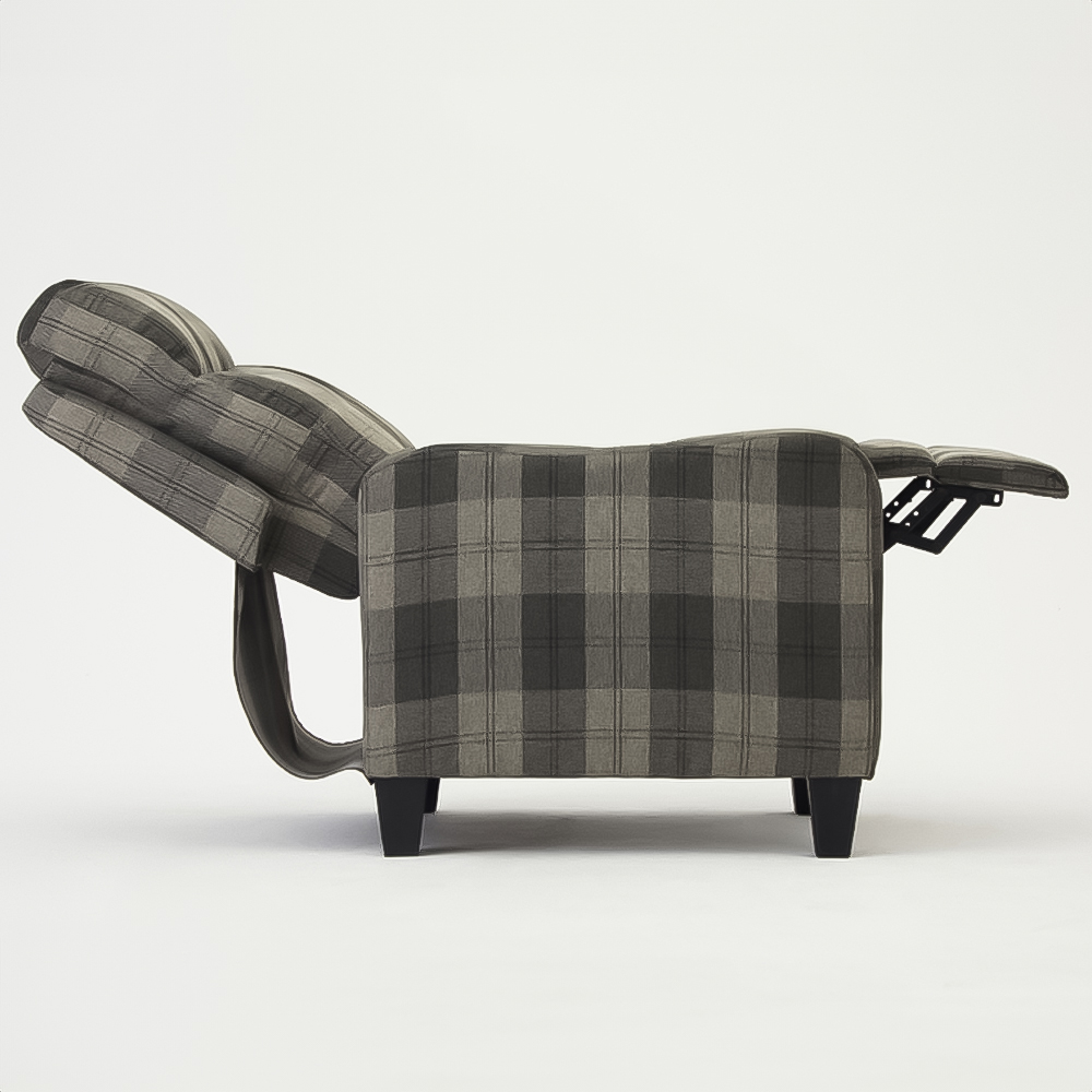 Home Detail Lennox Grey Tartan Manual Recliner Chair Image 4