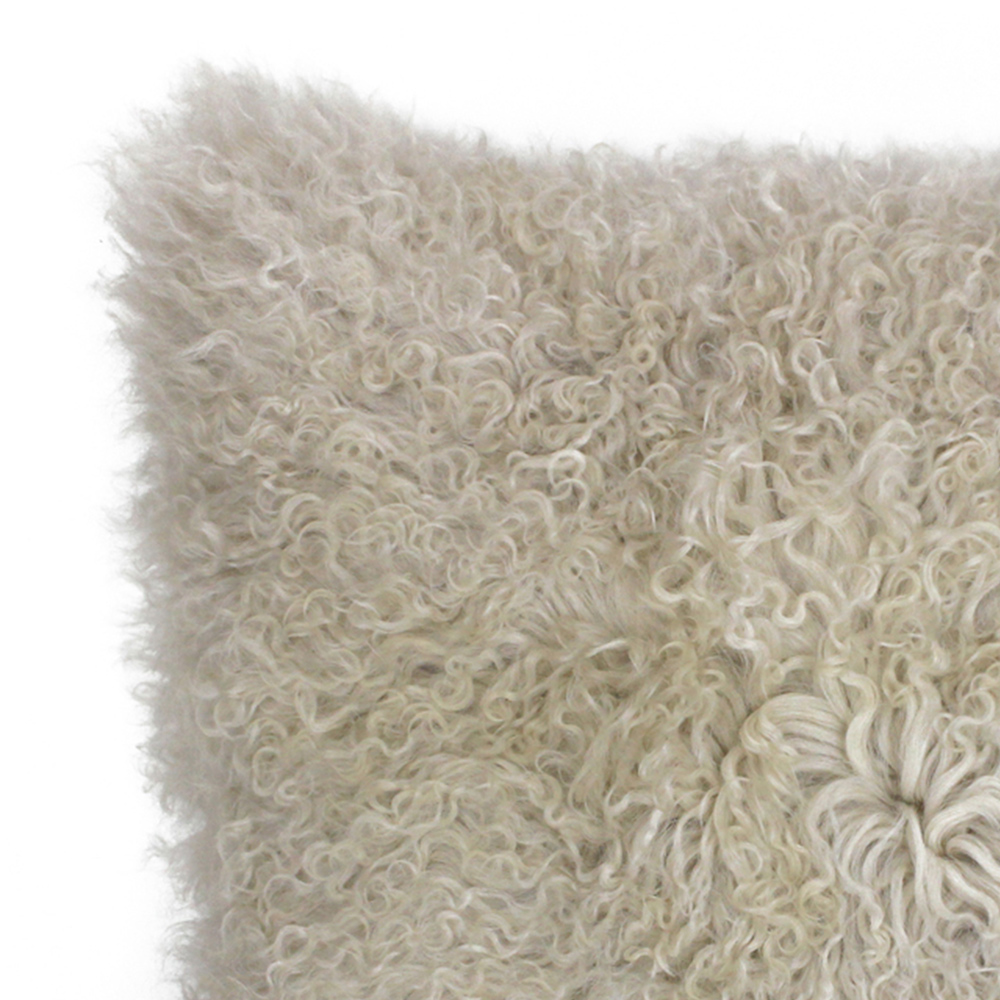 Paoletti Mongolian Oatmeal Sheepskin Cushion Image 3