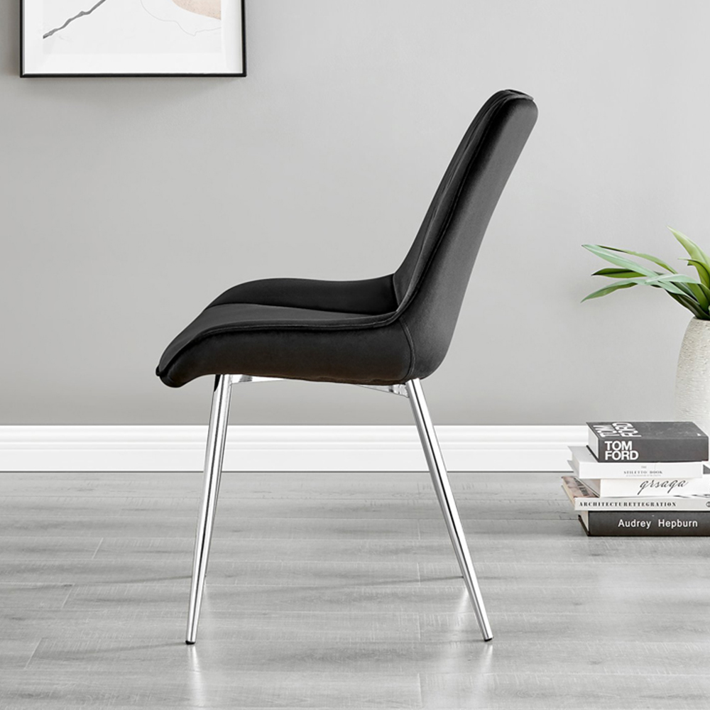 Furniturebox Molini Cesano 6 Seater Dining Set White Gloss Black and Chrome Image 4