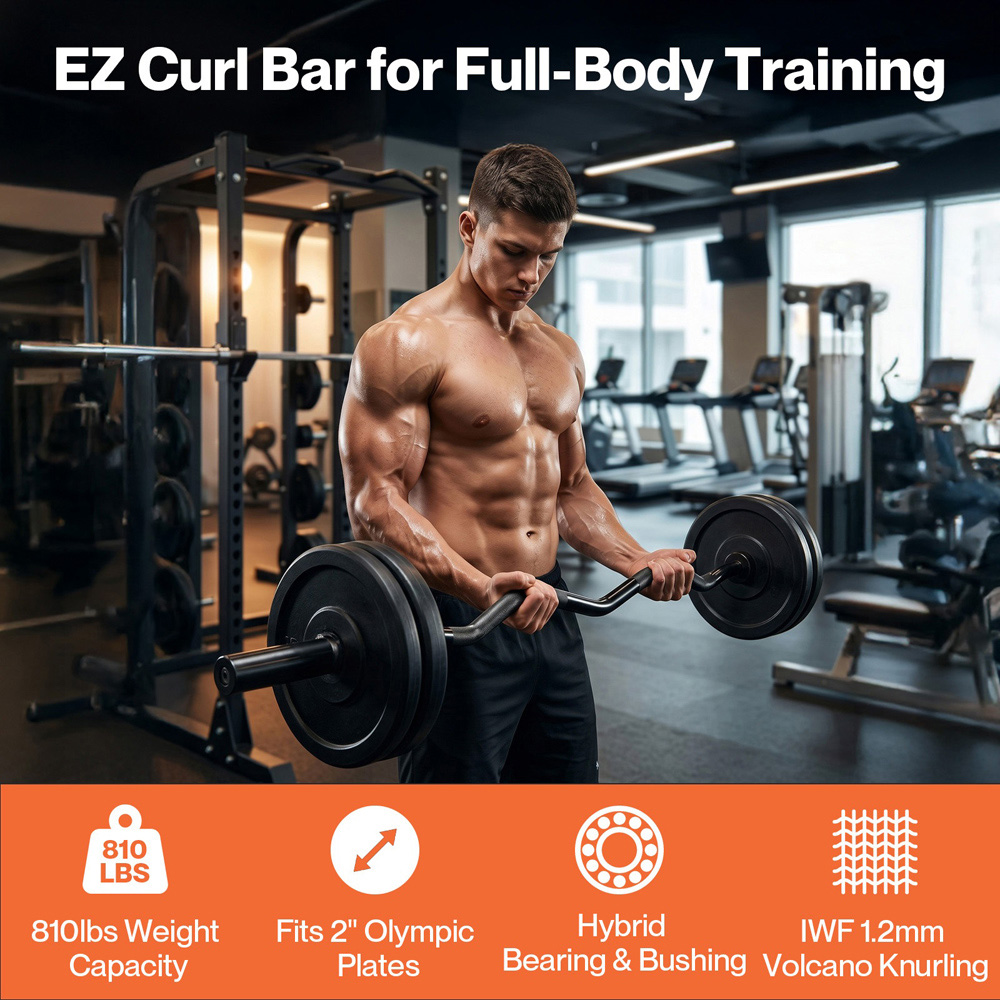 Centra Traderight 4ft Olympic EZ Curl Bar for 2 inch Weight Plates Image 4