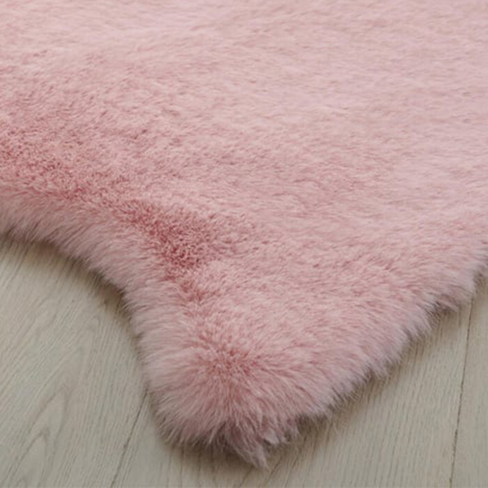 Luxury Faux Fox Fur Rug - Pink Image 4