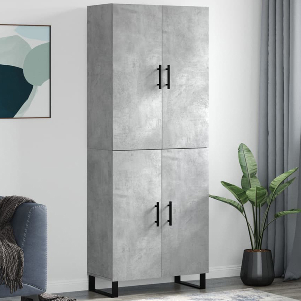 vidaXL 4 Door Concrete Grey Tall Highboard Image 1