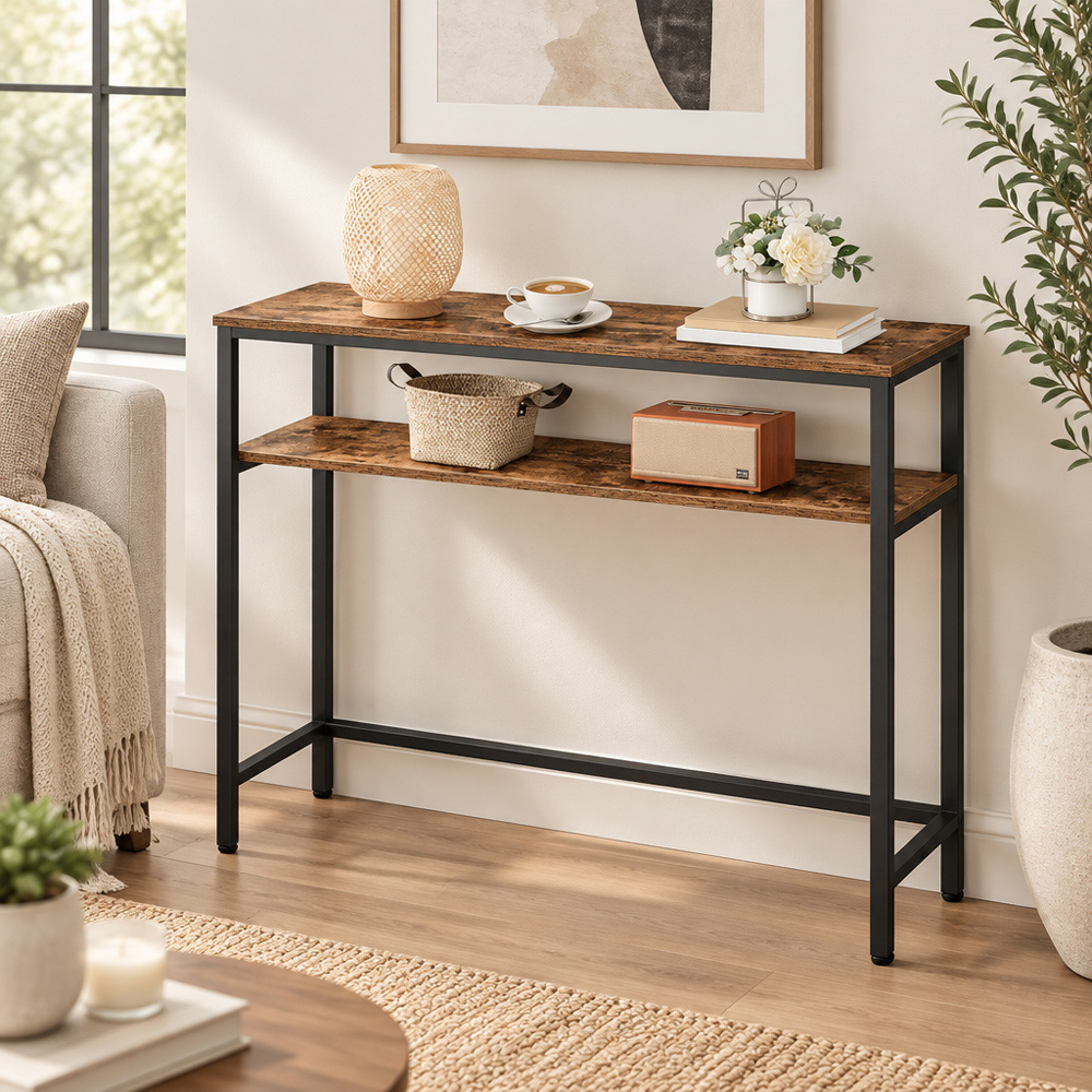 Modcraft Single Adjustable Shelf Slim Industrial Console Table Image 3