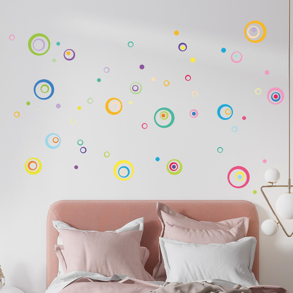 Walplus Kids Colourful Circles and Rings Self Adhesive Wall Stickers Image 1