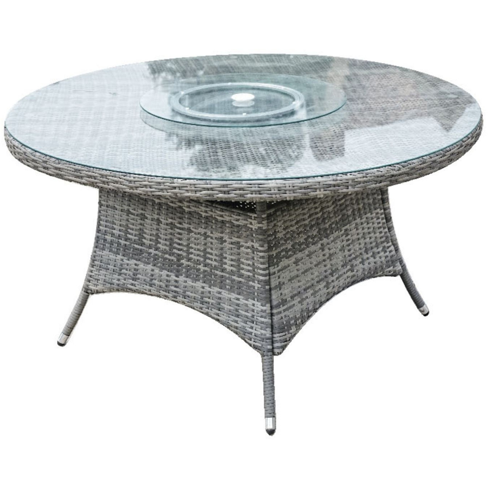 Direct Wicker 6 Seater Grey Rattan Garden Dining Table with Lazy Susan Image 2