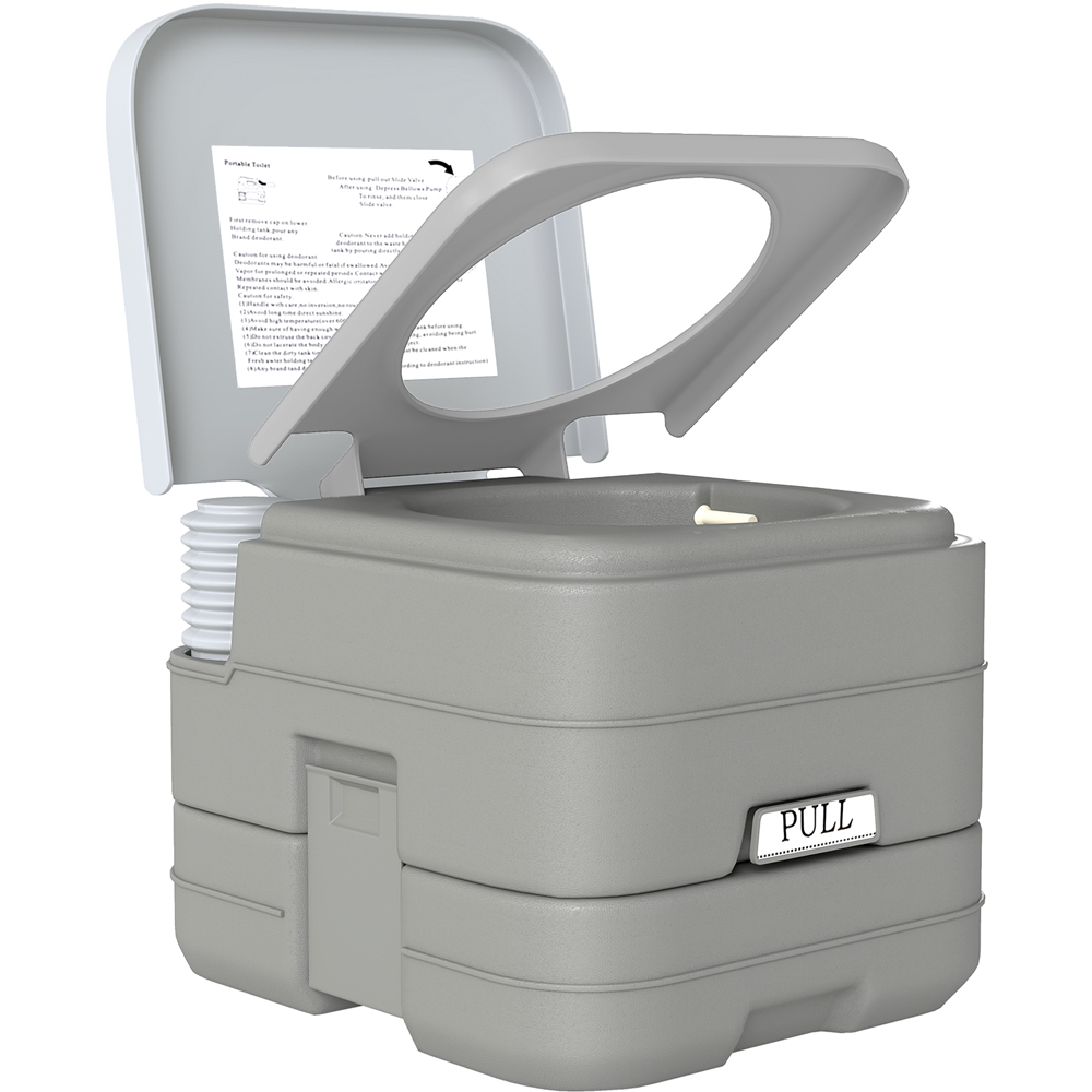 HOMCOM Grey Portable Camping Toilet with 2 Detachable Tanks 10L Image 1