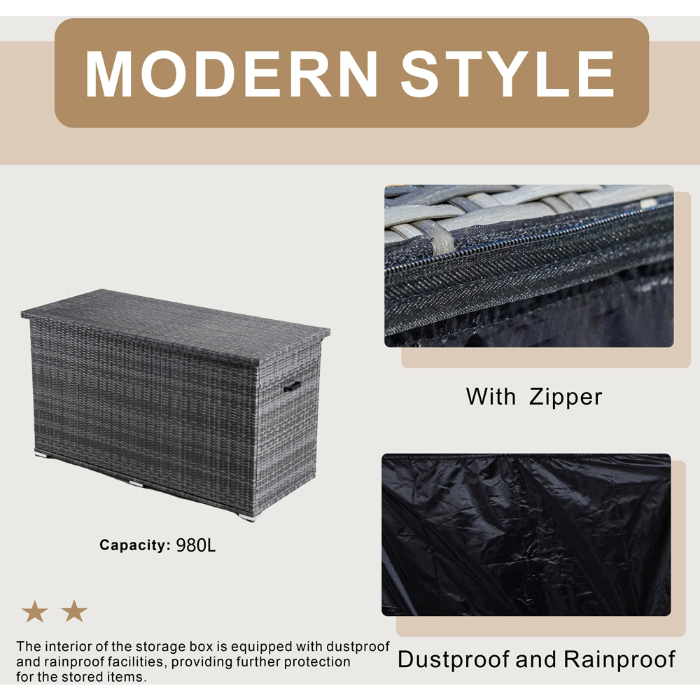 Direct Wicker 980L Grey Garden Rattan Storage Box Image 5