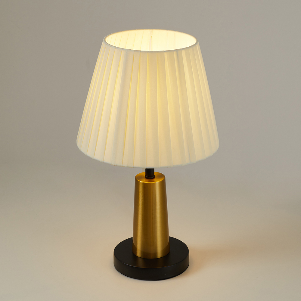 Living and Home Beige Pleated Fabric Shade Black and Gold E27 Table Lamp Image 7