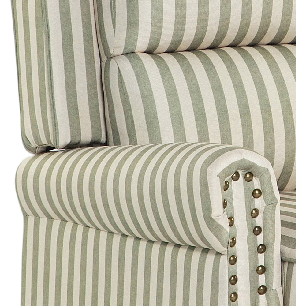 Living and Home Light Green Striped Wingback Recliner Armchair with Adjustable Backrest and Footrest Image 4