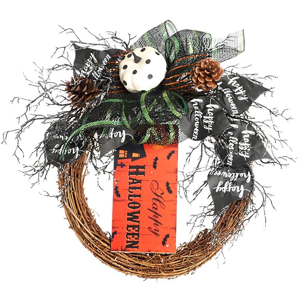 Living and Home Halloween Wreath with Black Bows 40cm Image 4