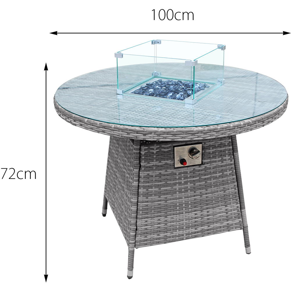 Oseasons Windsor 6 Seater Rattan Dining Set with Firepit Mixed Grey  Image 6