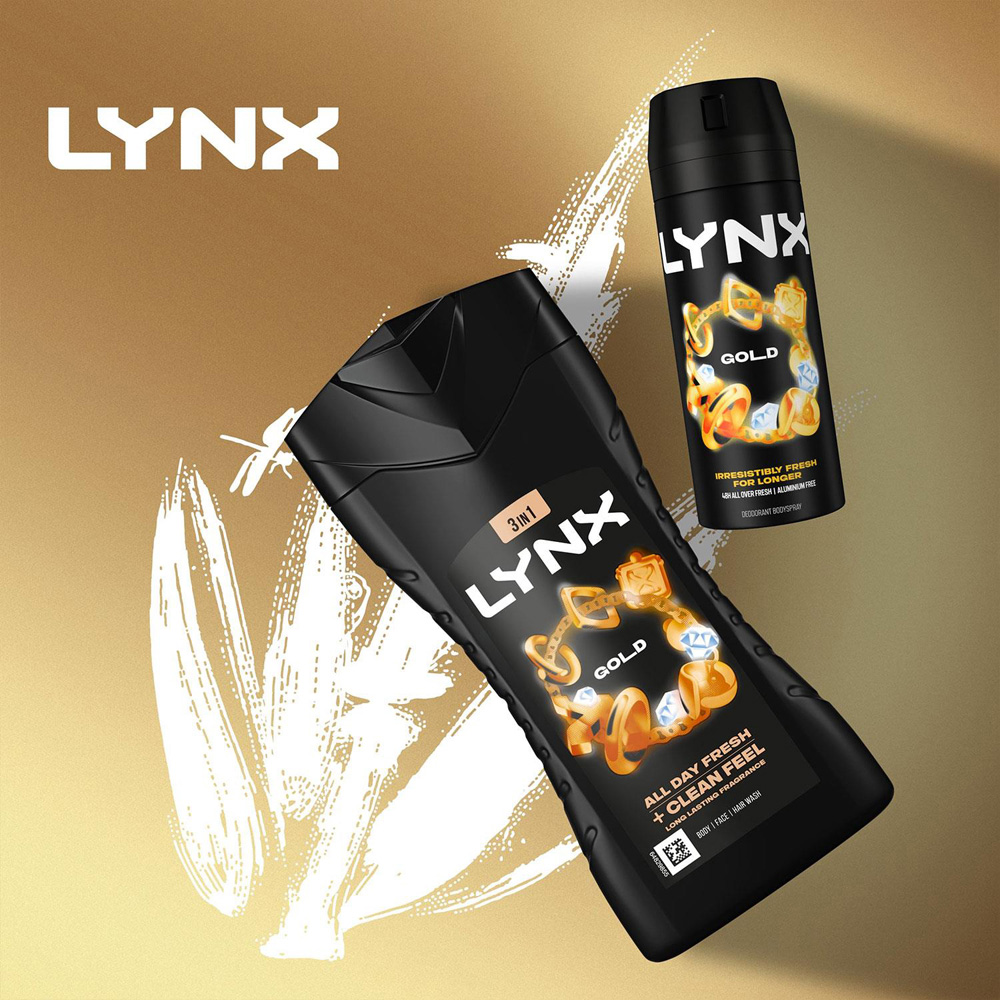Lynx Gold 12H Refreshing Fragrance Men's Shower Gel 225ml 24 Pack Image 2