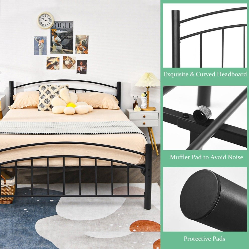Costway King Size Metal Platform Bed Frame with Headboard Image 6