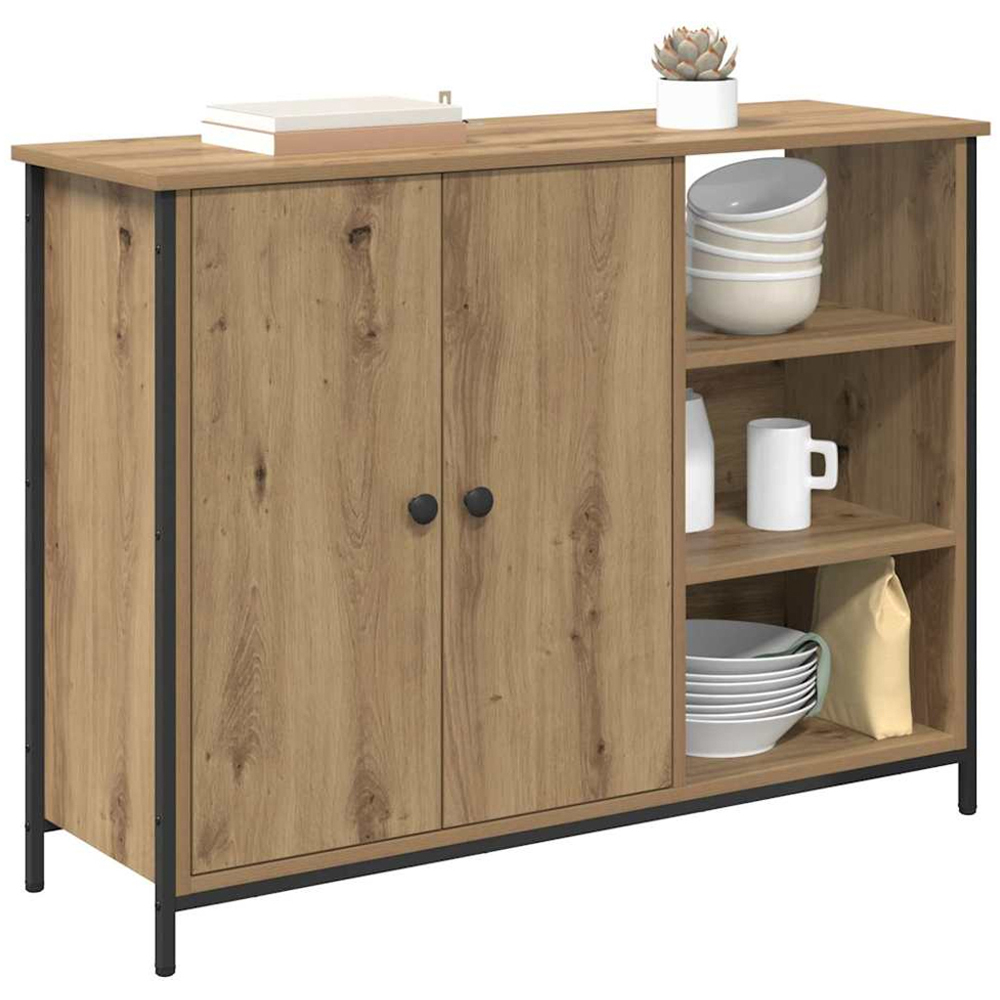 vidaXL 2 Door 3 Open Shelf Light Brown Sideboard Image 3