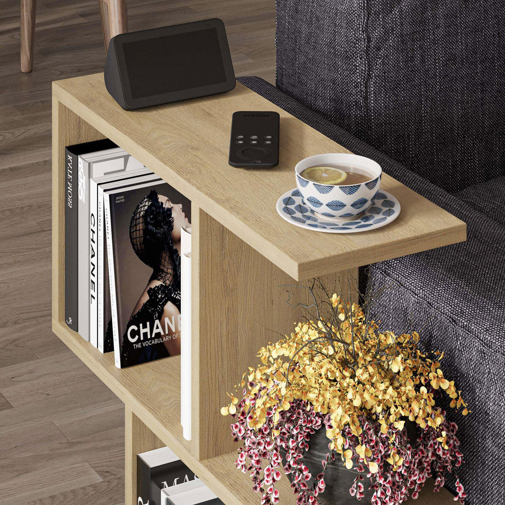 Decortie Homemania 4 Shelf Oak Wooden Side Table Image 3
