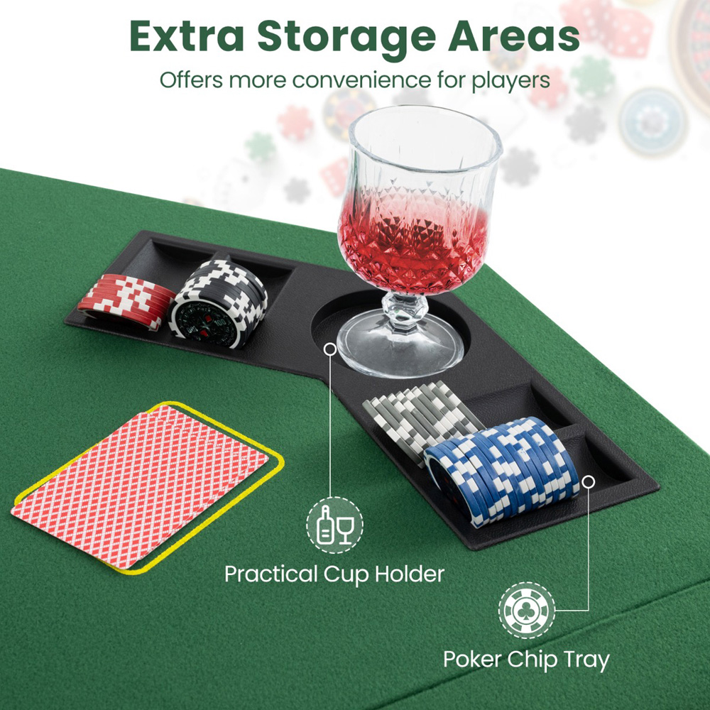 Costway 8-Player Green Foldable Poker Table Top with Carry Bag Image 4