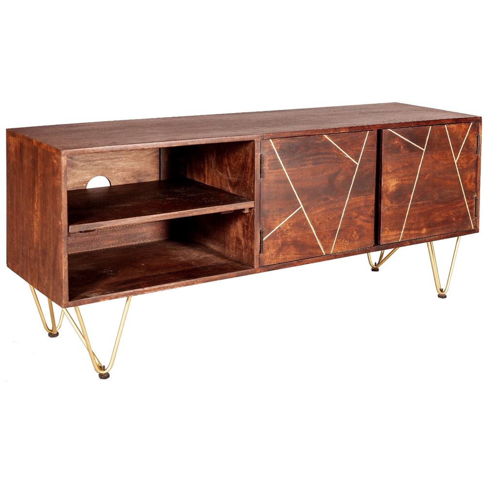 Brooklyn Ozella 2 Door 2 Shelf Dark Gold Plasma TV Unit Image 2