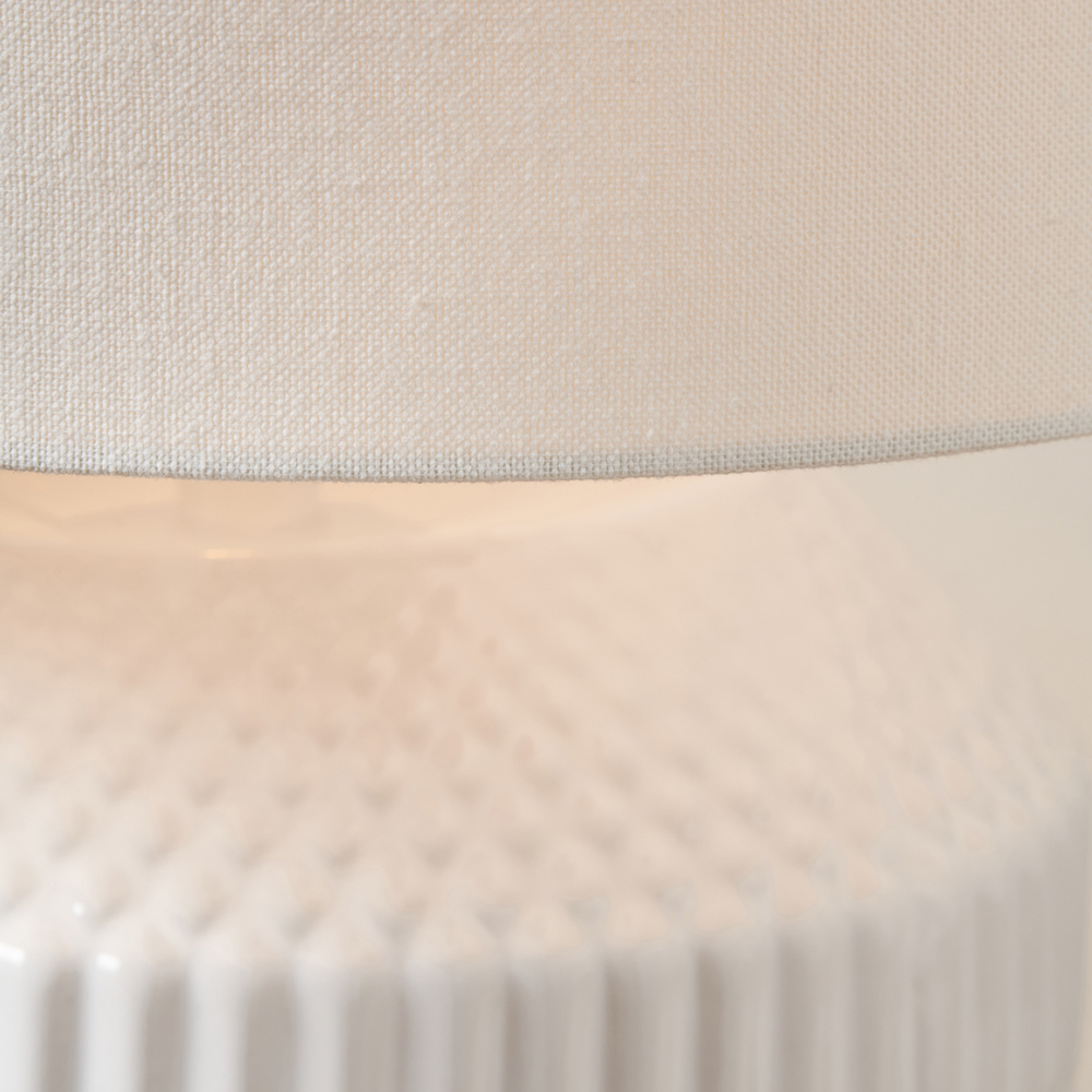 Pacific Lifestyle Meribel White Geo Textured Ceramic Table Lamp Image 4