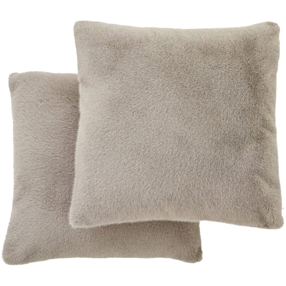 Deyongs Ashford Silver Plush Polyester Cushion 50 x 50cm 2 Pack Image 1