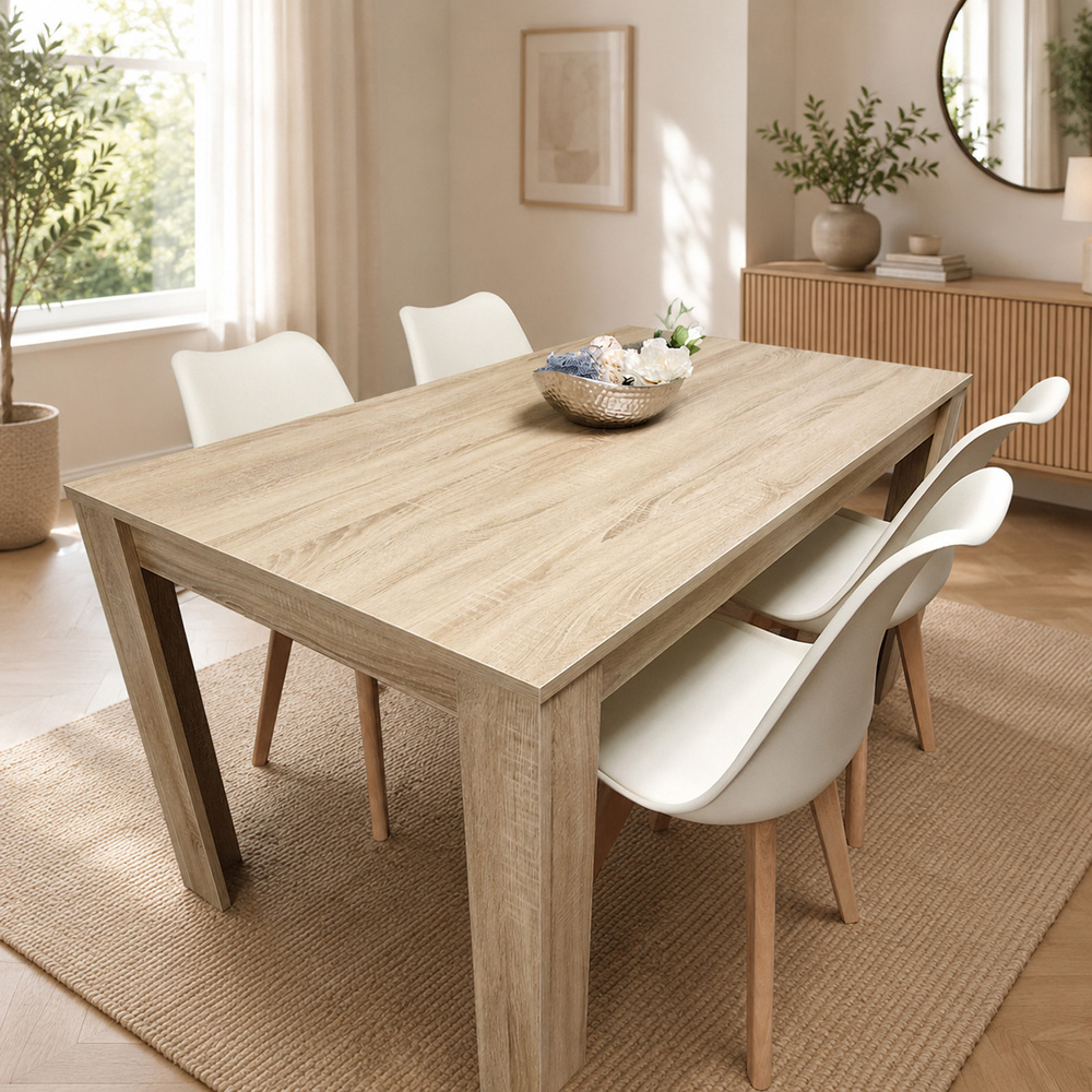 Kosy Koala 4 Seater Plastic Dining Table Set Oak Effect and Cream Image 2