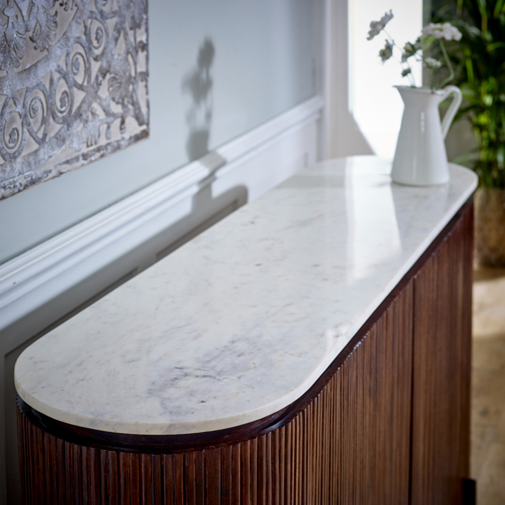 Brooklyn Opal 4 Door Marble Top Mango Wood Sideboard Image 3