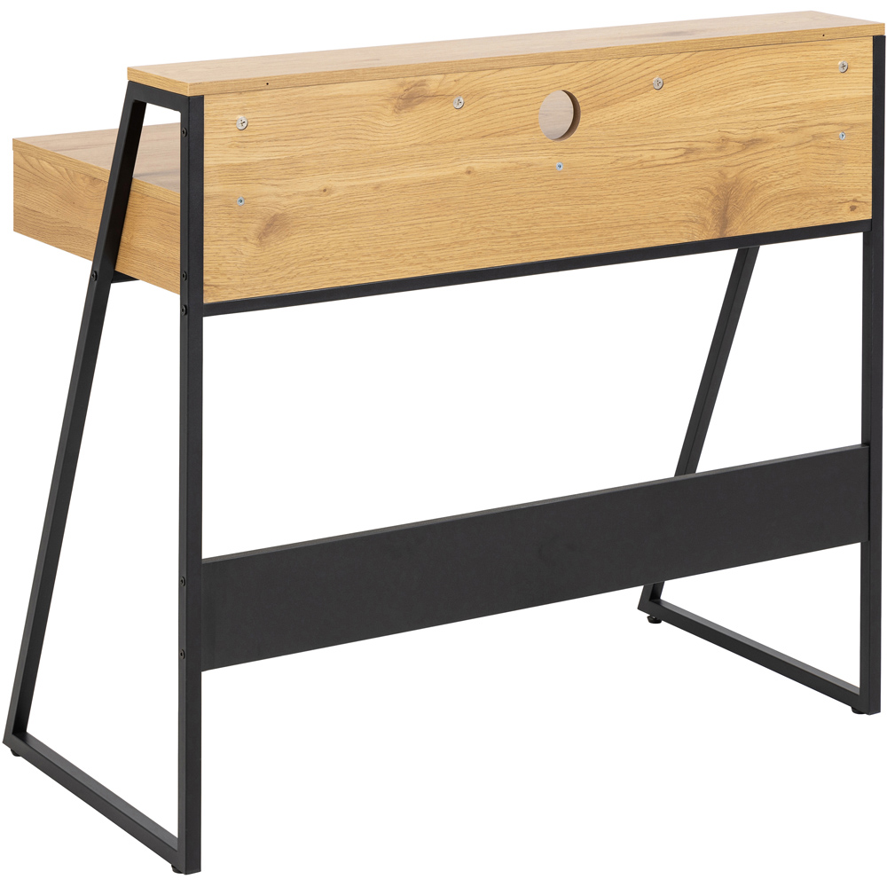 Florence Reece 2 Drawer Oak and Black Office Desk Image 4