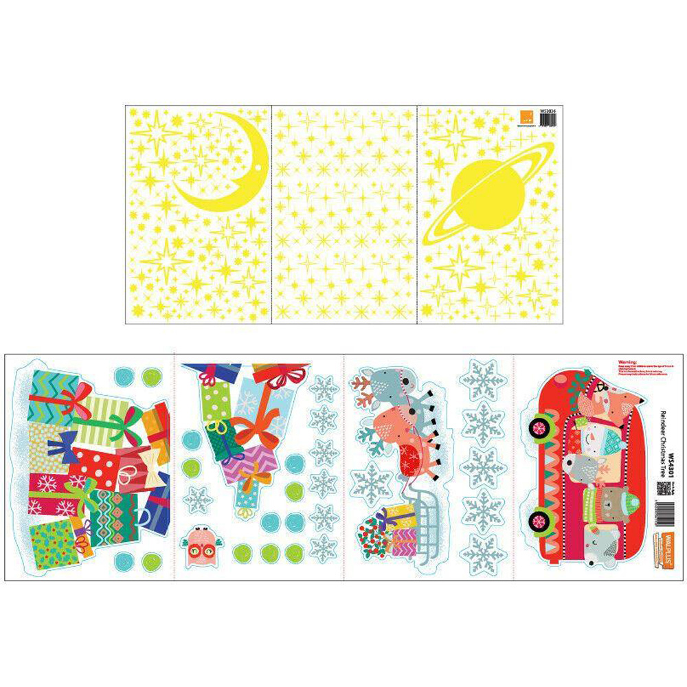 Walplus Glow Stars and Reindeer Christmas Tree Self Adhesive Wall Sticker 376 Piece Image 3
