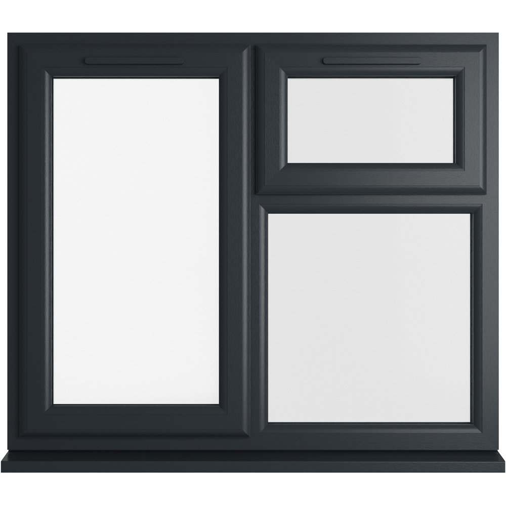 Crystal uPVC Double Glazed Window LH Side Hung and Top Opener Grey White Clear Glass 1190x1115mm Image 1