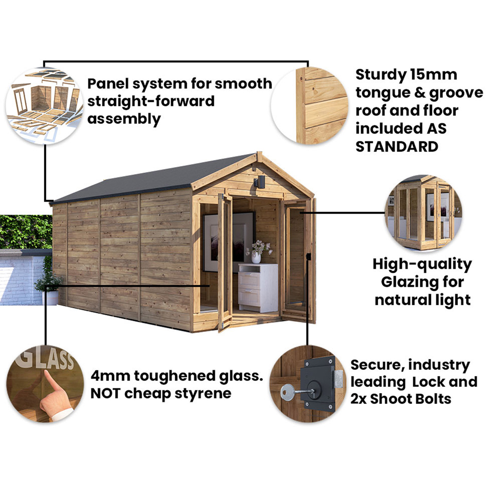 Dunster House RagePanda 8 x 13ft Modular Brown Superfelt Apex Summerhouse Image 4