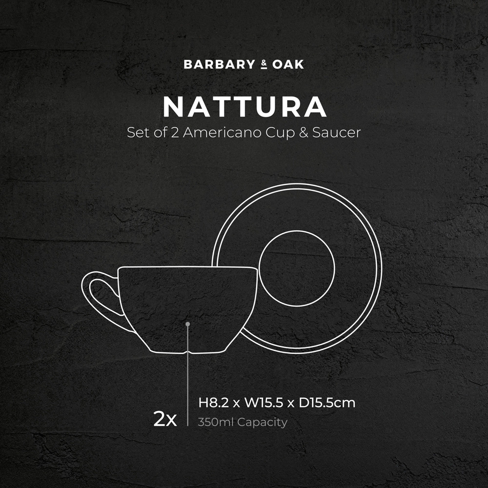Barbary & Oak Nattura Set of 2 Cashmere Stoneware Americano Cup and Saucer Set 350ml Image 9