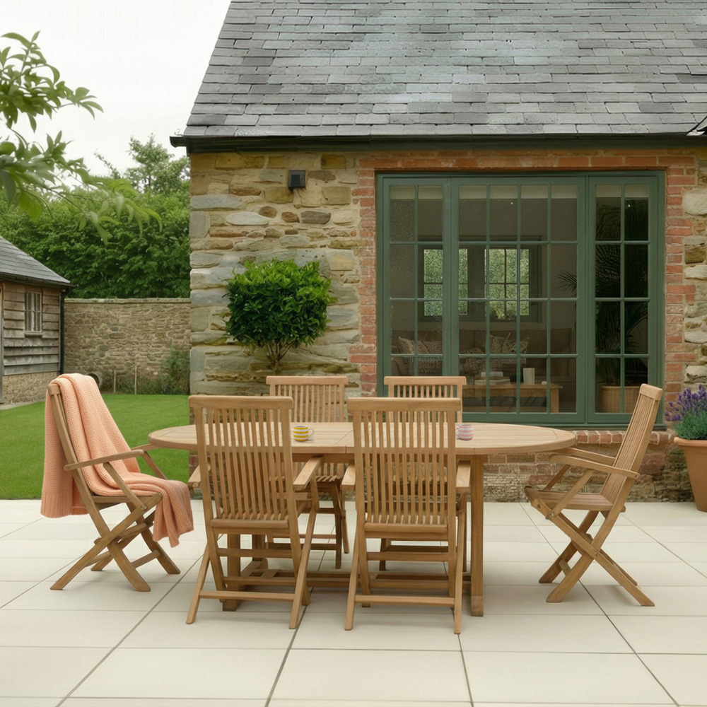 Charles Bentley Set of 2 Teak Wooden Foldable Patio Armchair Image 7