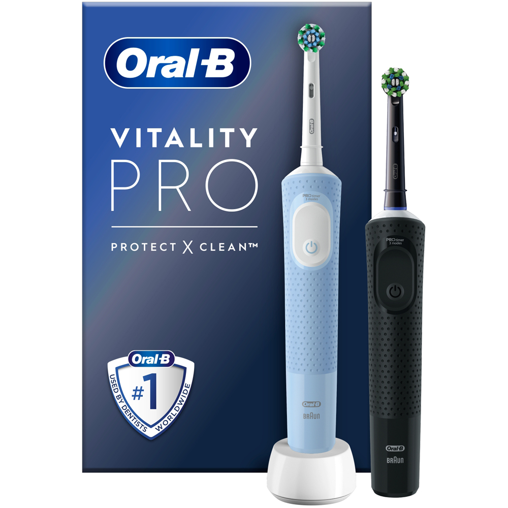 Oral-B Vitality Pro Black and Blue Electric Toothbrush 2 Pack Image 2