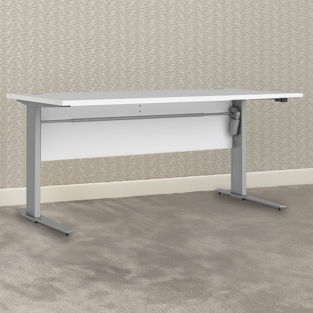 Florence Electric Height Adjustable Desk White and Silver Grey Image 1