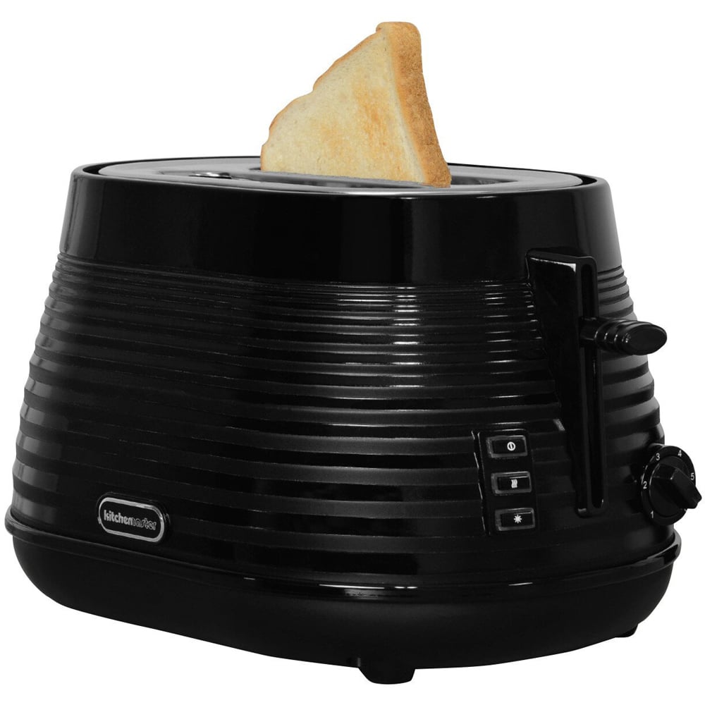 Nera Black 2 Slot Ribbed Plastic Toaster - Black Image 1