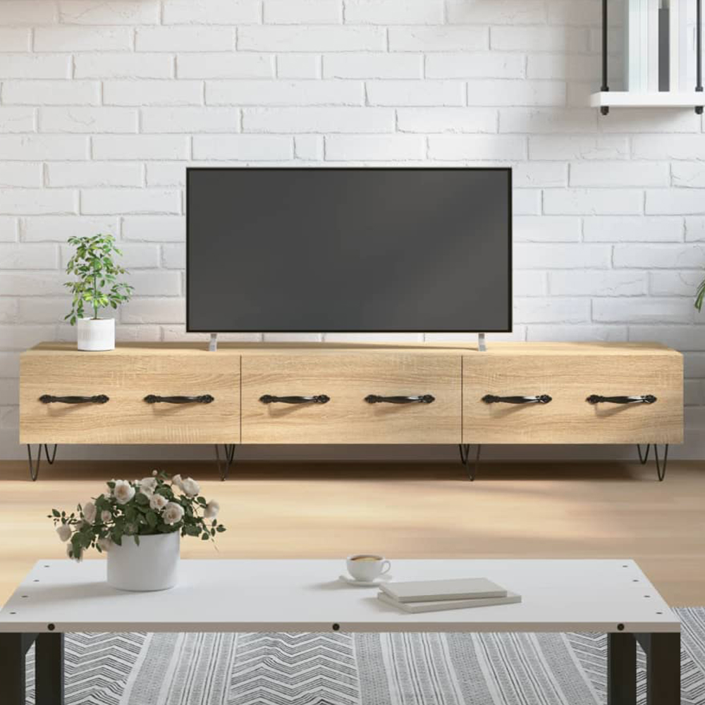 vidaXL 3 Drawer Sonoma Oak TV Cabinet Image 1