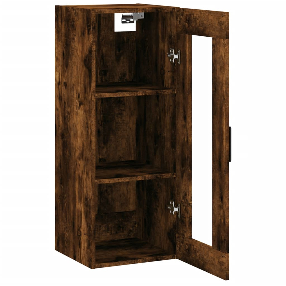 vidaXL Single Glass Door Smoked Oak Wall Mounted Cabinet Image 6