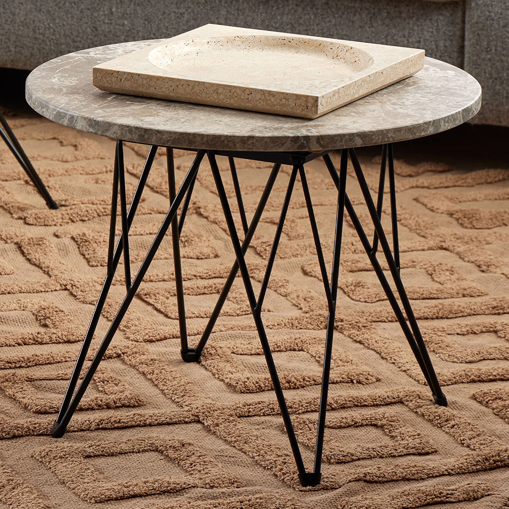 Florence Prunus Grey Marble Round Side Table Image 1