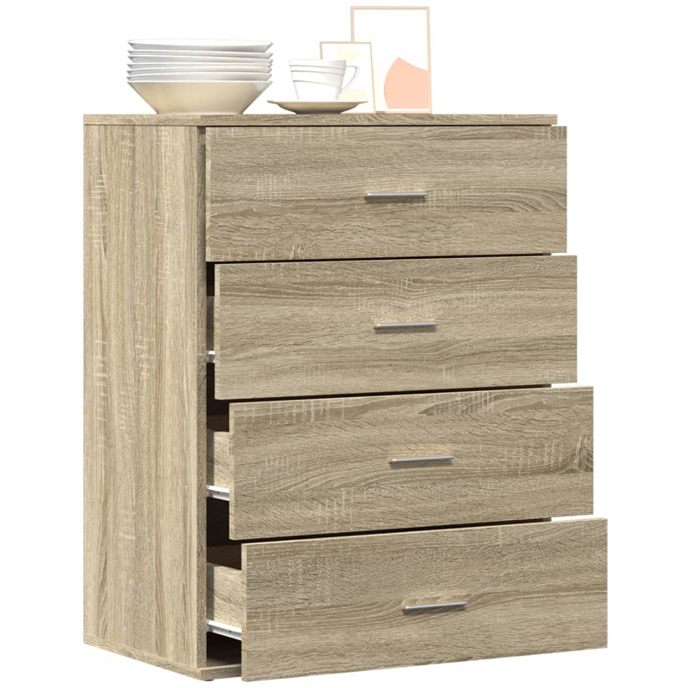 vidaXL 4 Drawer Sonoma Oak Sideboard Image 3