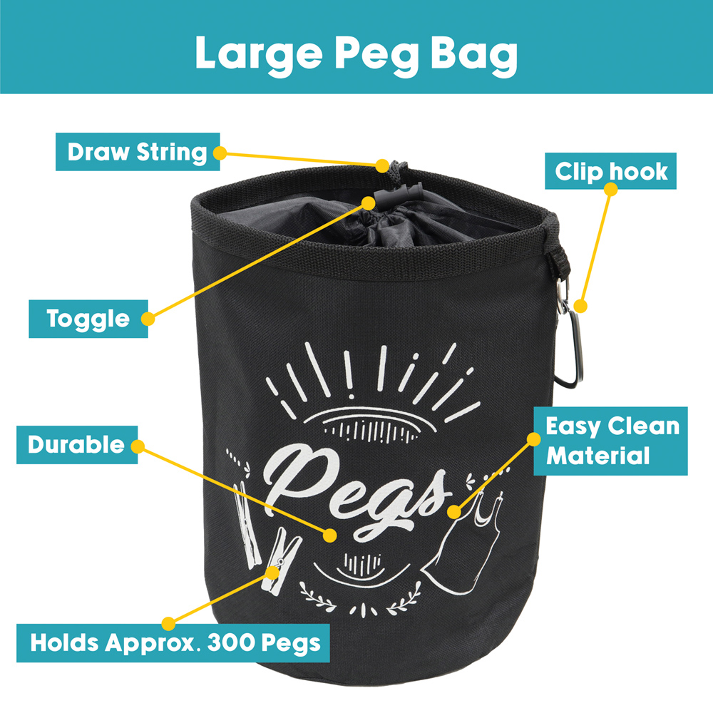 JVL Aqua JVL Large Peg Bag with 72 Plastic Pegs Image 6