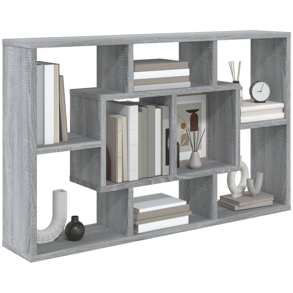 vidaXL 8 Compartment Grey Sonoma Wall Shelf Image 3