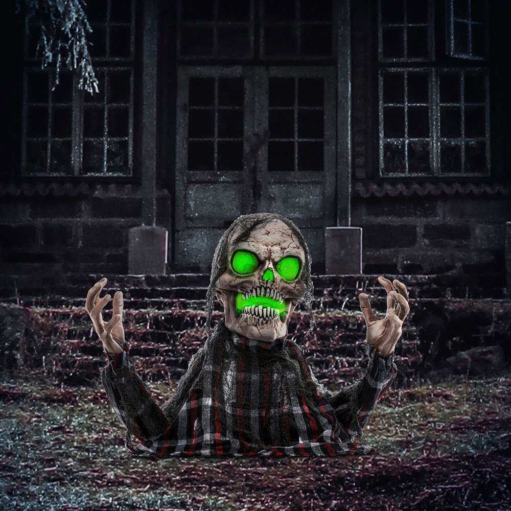 HOMCOM Animated Sinister Groundbreaker Skeleton Halloween Prop 2ft Image 2