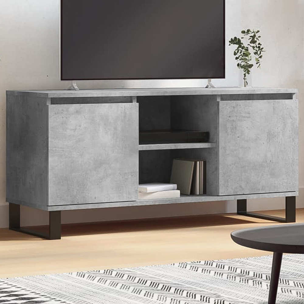 vidaXL 2 Door 2 Shelf Concrete Grey TV Cabinet Image 1
