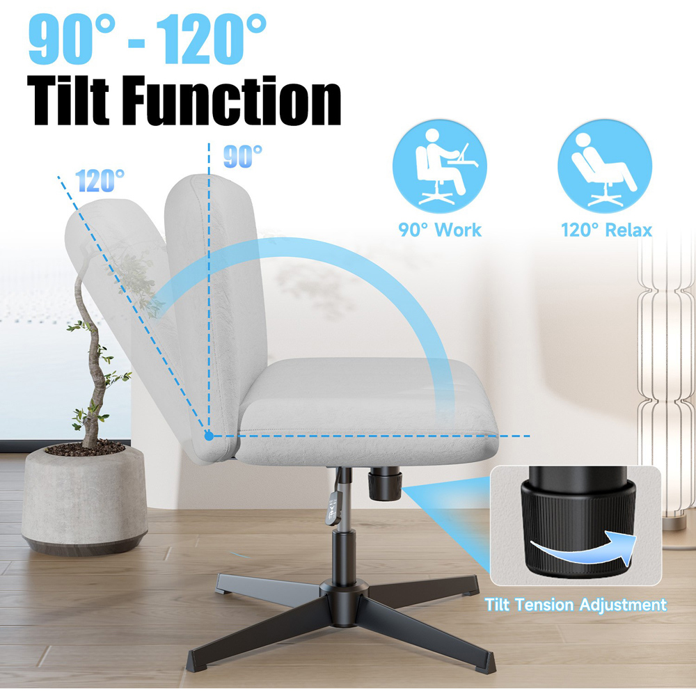 Rattrix Grey Flannel Height Adjustable Ergonomic Cross Legged Office Chair with Mid Back Support Image 8
