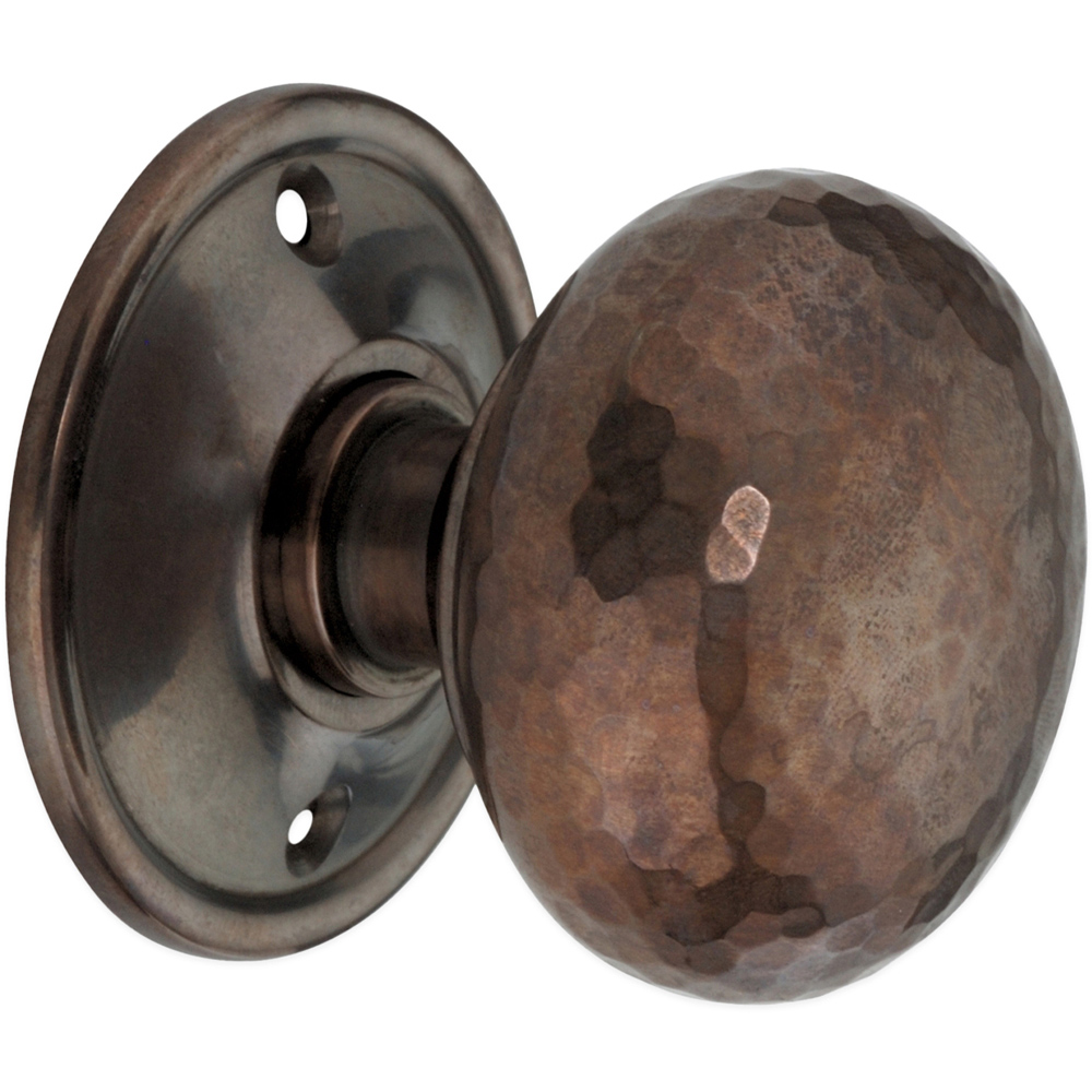 Spira Brass Antique Hammered Cottage Large Rim and Mortice Door Knob 2 Pack Image 3