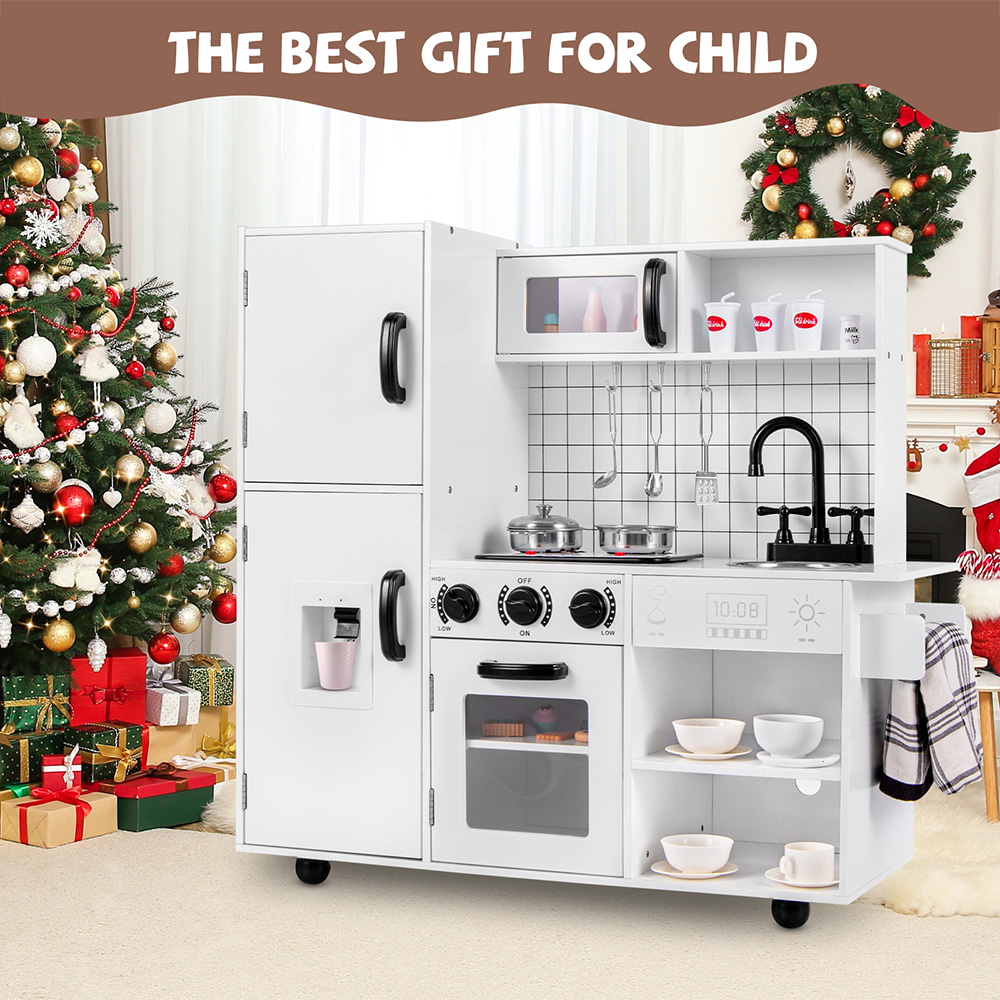 Costway White Kitchen Toy Set with Oven Image 4
