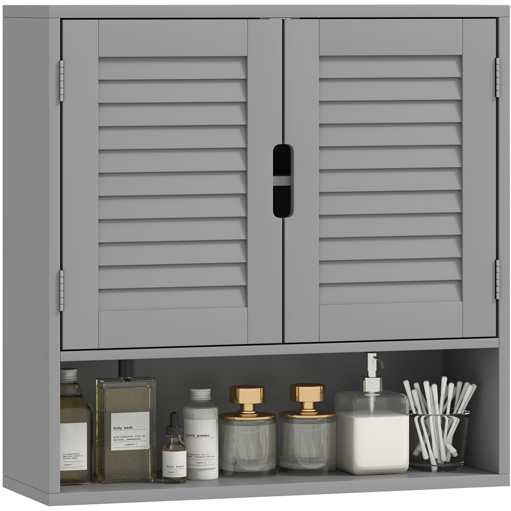 Portland 2 Door Single Shelf Grey Wall-Mounted Bathroom Storage Cabinet Image 2